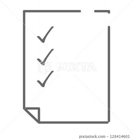 Illustration of a questionnaire with a check mark 128414601