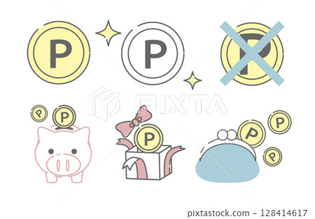 Simple icon set of points, savings and gifts 128414617