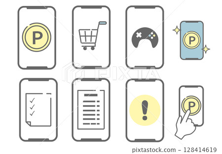 點應用程式、通知和操作圖示集 點應用程式、通知和操作圖示集 128414619