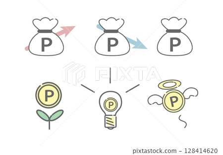 Point increase/decrease, inspiration, disappearance icon set 128414620