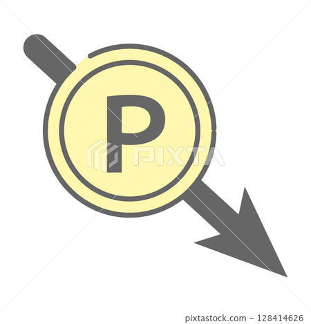 Icon with a down arrow indicating points loss or expiration 128414626