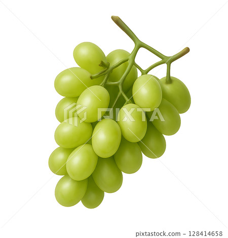 Fresh Green Grapes Hanging From a Vine in a Bright Kitchen Setting During Afternoon Light 128414658