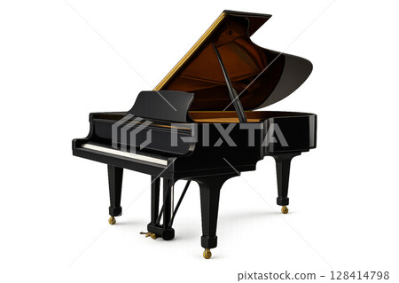 Grand Piano With Elegant Design and Polished Finish Placed in a Well-Lit Room for Performance 128414798