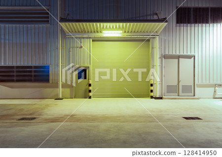 Exterior of industrial building and floor suit for background. 128414950