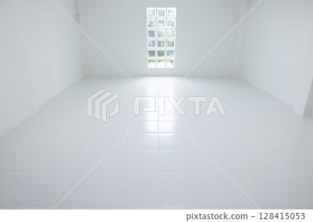 Empty room with tile floor suit for background. Empty room with tile floor suit for background. 128415053