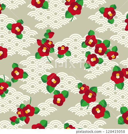Beautiful camellia pattern perfect for textiles, 128415058