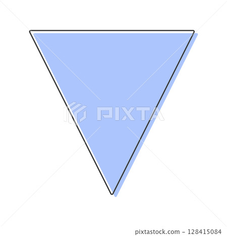 Downward blue triangle/arrow line icon - simple frame/decoration, down/minus image Downward blue triangle/arrow line icon - simple frame/decoration, down/minus image 128415084