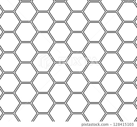 Hexagon seamless pattern. Vector graphic line illustration. Honeycomb shape geometric background. design for fashion graphics, textile prints, fabrics, wallpapers. Hexagon seamless pattern. Vector graphic line illustration. Honeycomb shape geometric background. design for fashion graphics, textile prints, fabrics, wallpapers. 128415103