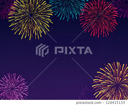 夜空中綻放的煙火的框架材料 128415133