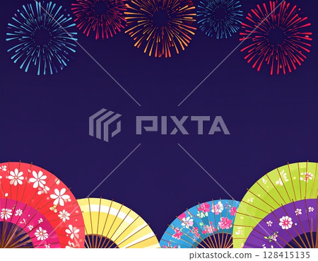 夜空中綻放的煙火的框架材料 128415135