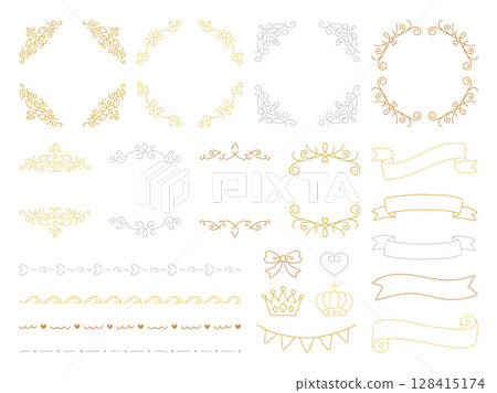 Elegant frames and hand drawn decorative borders set Elegant frames and hand drawn decorative borders set 128415174