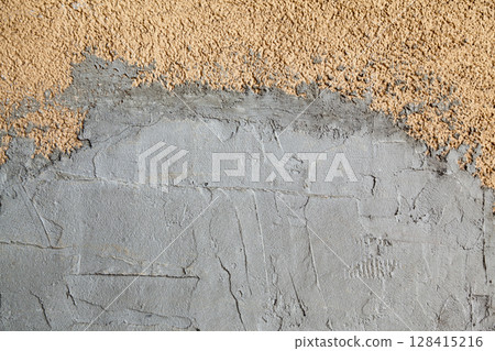 Beige and brown wall texture with rough surface, rough concrete surface texture 128415216