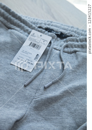 Gray colored Xside brand S size sweatpants detail and price tag, shooting date March 29, 2025, Istanbul Maltepe Turkey Xside store Gray colored Xside brand S size sweatpants detail and price tag, shooting date March 29, 2025, Istanbul Maltepe Turkey Xside store 128415227