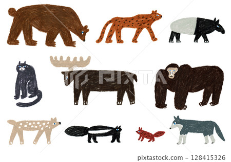 手繪動物插圖 128415326