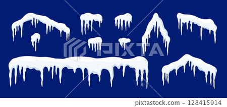 Frozen Holiday Elements: Snow Caps and Icicles Frozen Holiday Elements: Snow Caps and Icicles 128415914