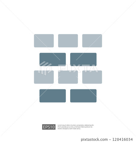 Home Renovation Icon Featuring Blocks in Various Shades of Blue Representing Modern Design and Aesthetic in Home Improvement Projects 128416034