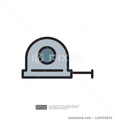 Measuring Tool Icon for Home Renovation and Interior Design Planning with Tape Measure and Circular Outline 128416043