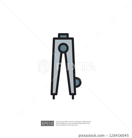 Compass Icon Symbolizing Home Renovation Planning and Design Tools for Architectural Drafting and Precision in Home Improvement Projects 128416045
