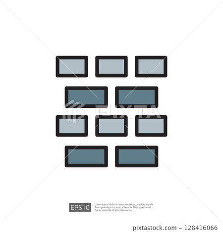 Home Renovation Icon Featuring Modern Brick and Tile Patterns in Cool Tones for Building and Architecture Design Concepts 128416066