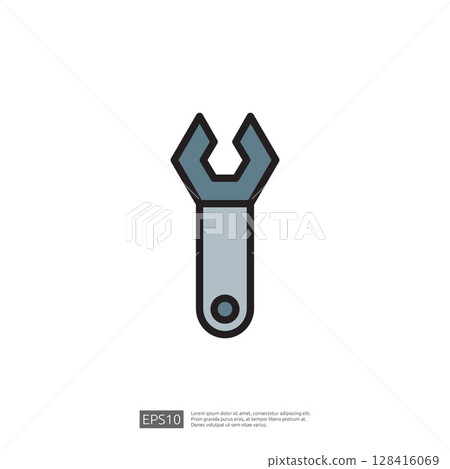 Stylized Wrench Icon Representing Home Renovation and Repair Services in a Clean Modern Design 128416069