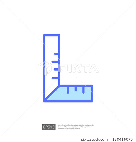 Geometric L-Shaped Measurement Tool Icon Representing Home Renovation Planning with a Focus on Construction Precision and Design Elements Geometric L-Shaped Measurement Tool Icon Representing Home Renovation Planning with a Focus on Construction Precision and Design Elements 128416076