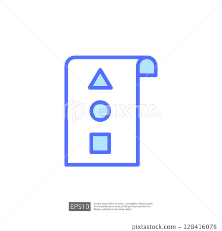 Colorful Geometric Home Renovation Icon Featuring Basic Shapes on a Roll for Interior Design and Creative Improvement Projects Colorful Geometric Home Renovation Icon Featuring Basic Shapes on a Roll for Interior Design and Creative Improvement Projects 128416078