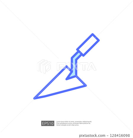 Icon of a Trowel Tool for Home Renovation and Construction Projects Representing Repair and Improvement in Blue Outline Design 128416098
