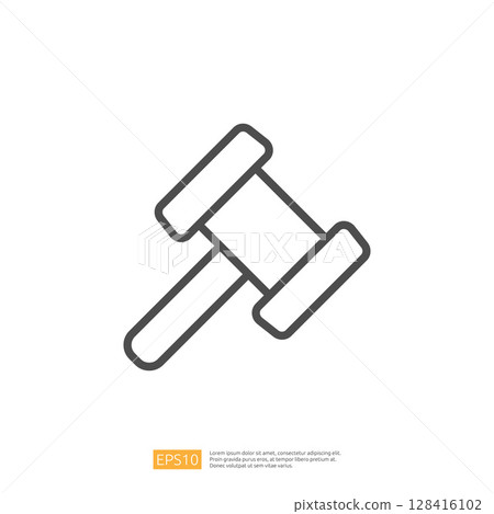 Gavel Icon Representing Legal Proceedings and Justice System in a Minimalist Design Gavel Icon Representing Legal Proceedings and Justice System in a Minimalist Design 128416102