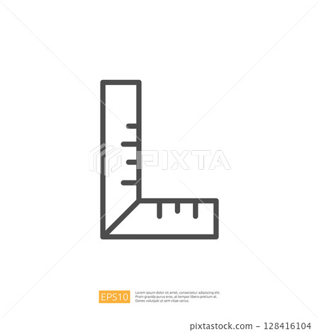 L-shaped Carpenter Square Icon for Home Renovation Projects with Measurement Markings in a Modern Design L-shaped Carpenter Square Icon for Home Renovation Projects with Measurement Markings in a Modern Design 128416104