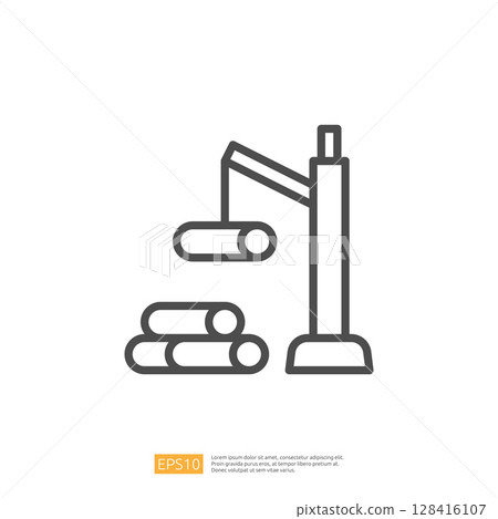 Icon Of A Crane Lifting Construction Materials For Home Renovation In A Modern Development Project 128416107