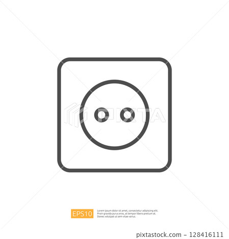 Minimalist Electric Socket Icon Design for Home Renovation and Modern Interior Improvement with Clean Lines and Simple Geometry 128416111