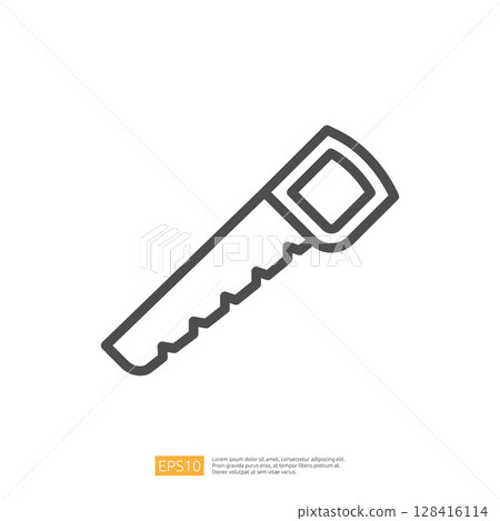 Illustration of a Hand Saw Icon Representing Home Renovation and Carpentry Projects 128416114
