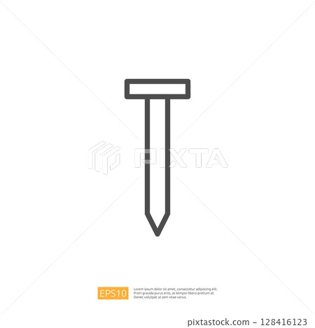 Minimalist Icon of a Nail Symbolizing Home Renovation and Construction Projects for Interior and Exterior Improvements Minimalist Icon of a Nail Symbolizing Home Renovation and Construction Projects for Interior and Exterior Improvements 128416123