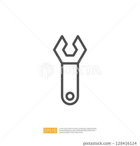 Repair Tool Icon Featuring a Wrench for Home Renovation and Maintenance Projects in a Simple and Clean Design 128416124