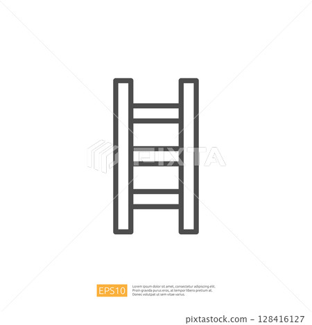 Simple Outline Icon of a Ladder Representing Home Renovation and Improvement Projects Simple Outline Icon of a Ladder Representing Home Renovation and Improvement Projects 128416127