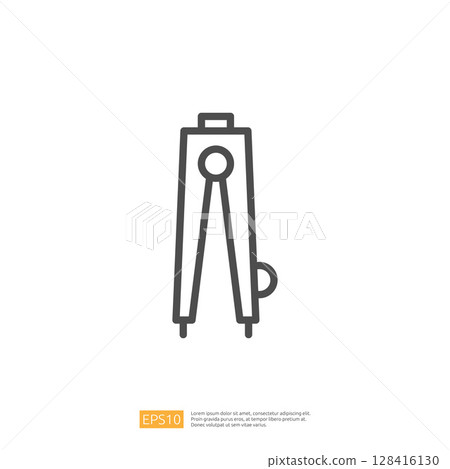 Geometric Compass Icon Representing Precision Tools for Home Renovation and Design Projects 128416130