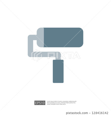 Home Renovation Painting Icon Featuring Paint Roller Representing DIY Improvement and Modern Interior Design Transformation 128416142