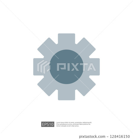 Modern Icon of a Gear Mechanism Representing Home Renovation and Design Adjustment Process in Graphic Style 128416150
