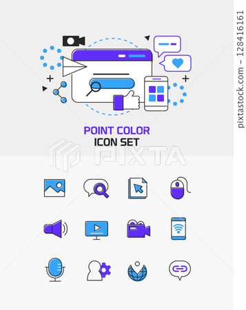 line color illustration icon set  128416161
