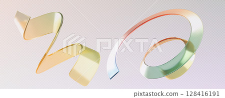 Glass spiral shapes with rainbow gradient effect 128416191