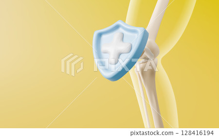 3d medical knee joint model with blue shield 3d medical knee joint model with blue shield 128416194