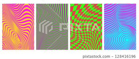 Abstract wave patterns with optical illusions 128416196