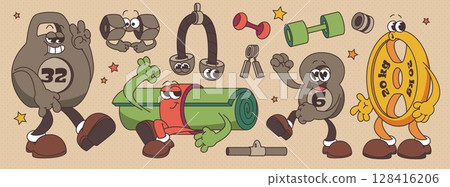Groovy sport equipment characters 128416206