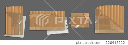 Ripped cardboard set with torn edges 128416212