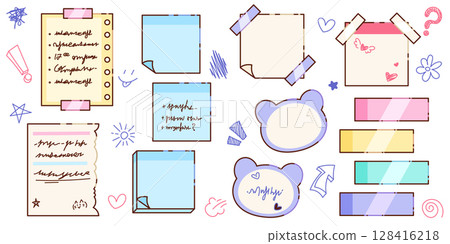 Cute memo note collection Cute memo note collection 128416218