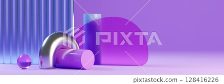 Purple geometric shapes for kid display podium 128416226