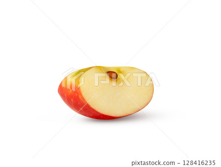 Red apple wedge with seed isolated. Red apple wedge with seed isolated. 128416235