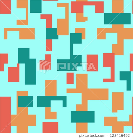 Abstract background with color geometric cubes, geometric figures pattern for design brochure, website, flyer. Retro seamless background 128416492