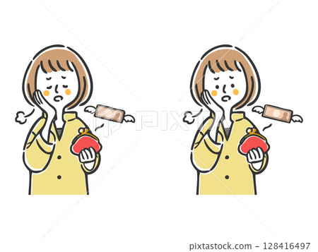 Woman with no money, upper body, vector 128416497