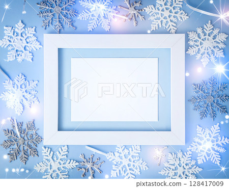 Snow crystal frame 128417009